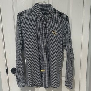 EUC- size Large UCF logo Black and White Checkered Men's Shirt